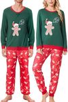 Ekouaer Couple's Pajama Set Sleepwear Pjs Christmas Long Sleeve Crewneck Shirts and Bottoms Soft Comfy Sleep Sets Pattern Large