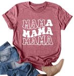 hohololo Mama Letters Print T-Shirt Mum Shirt Mother's Day Shirts Gift Women's Short Sleeve Casual