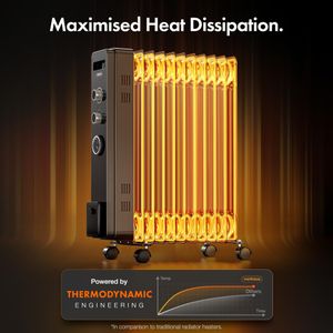 VonHaus 11-Fin Oil Radiator Heater, 2500W – Portable Electric