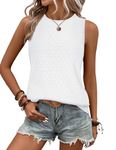 Zeagoo Tank Tops for Women 2024 Sleeveless Eyelet Top Crew Neck Cute Summer Shirts Loose Fit White