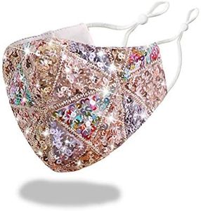 MLGDA Sparkly Sequin Face Cover Glitter Cotton Sequins Masc Masquerade Face Covering, A Mixed Color Gold