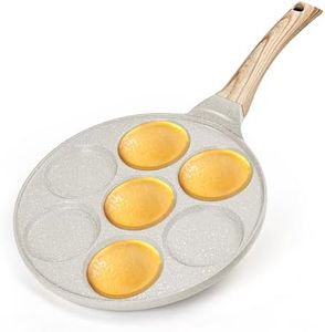 KRETAELY Pancake Pan Suitable for All Cooktops, 7-cup Pancake Maker, Nostick Granite Mini pancake with PFOA Free Coating, Sarten Para Pancakes 1-pcak
