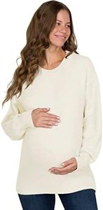 Eliana Exposed Seam Maternity Sweater with Stretch - Oversized Maternity Sweater - Maternity Sweatshirts, Cloud White, Large