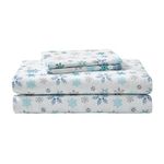 Eddie Bauer - Flannel Collection - Cotton Bedding Sheet Set, Pre-Shrunk & Brushed For Extra Softness, Comfort, and Cozy Feel, Twin, Tossed Snowflake