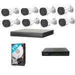 CP PLUS 4Mp 1080p Ip Network Camera Combo Set (8 Ch Nvr, 4Mp Ip Bullete Camera - 8Pcs, 2 Tb Hard Drive, 8+2 Port Poe Switch)