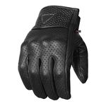 Jackets 4 Bikes Men's Motorcycle Gloves Premium Leather Perforated Protective Armor Knuckle for Cruiser Street Powersports Moto Racing Riding Driving ATV Dirt Bike Gel Padded Biker Glove Black L