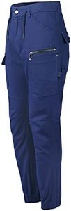 BIG BEE Utility Cargo Pants Regular Fit Cotton Drill Work wear Ankle Cuff Elastic Waist Jogger, Navy, 36