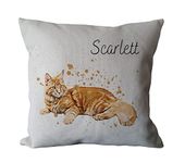 Personalised Ginger Cat Country Canvas Cushion - Customised Kitten Linen Cushion - Cushion Cover with Inner Filler - Cat Lover Gift