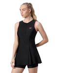 Speedo Women's Endurance10 Closedback Swimdress with Boyleg | Swimming Costume | Swimming Suit for Women | Chlorine Resistance | UPF 40+ Sun Protection | Removable Bra Pads