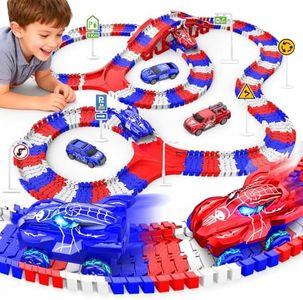 Spider Toys for Boys 4-6, Spider Race Track with 5 Cool Spider Cars Toys for Kids Boys Toddler, Flexible Car Tracks for Age 3 4 5 6 7 8 Year & Up Old Boy Girls Birthday Gifts