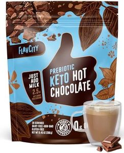 FlavCity Prebiotic Keto Hot Chocolate Mix - Vegan, Sugar & Dairy-Free Hot Chocolate - High Fiber, Low-Carb - 45 Calories per Serving - With Organic Cocoa & Coconut Milk Powder (20 Servings)