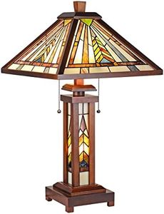 Capulina Tiffany Lamp Mission Brown Stained Glass Table Lamp 3-Light