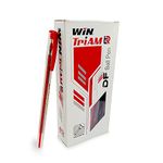 WIN Triam TR Ball Pens | 40 Red Ink Pens | Lightweight Body Design | Use and Throw Pens | For One Time Use | Ideal for School, Office & Business Stationery | Budget Friendly Stick Ball Point Pens