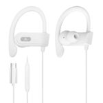 Avantree E171 - AUX 3.5mm Wired Earbuds with Microphone & in-Line Volume Control, Compatible with Traditional 3.5mm AUX Phones Corded Headphones with Ear Hook for Running & Sports, White
