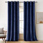 Woaboy Super Soft Velvet Blackout Curtains for Living Room Luxury Eyelet Drapes for Home Decoration Bedroom Window Treatment for Thermal Insulated & Room Darkening W 55 x L 110 Navy Blue 2 Panles