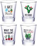 4 Pieces Plant Succulent Cactus Shot Glasses Plant Lover Wine Glass Succulent Cactus Present Mug Christmas Funny Clear Mug Glass for Women Girls, 4 Styles