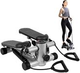 ADVWIN Mini Stepper, Aerobic Stepper Machine with Resistance Bands, Low Noise Training Stepper with Display for Home Exercise Workout, 120KG Weight Capacity