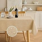 Decorelia Rectangle Linen Farmhouse Tablecloth for 10ft Table, Dirty-Repel Easy to Clean Banquet Burlap Tablecloths for Dining Table and Kitchen Table (Oblong, 60 x 144 Inch (12-14 Seats), Beige)