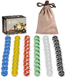 Yellow Mountain Imports 60 Pieces Translucent Chinese Checkers Glass Marbles with Petal Design - 14 Millimeters