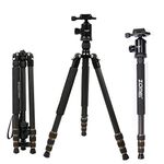 ZOMEI Q666C 59inch Travel Portable Lightweight Carbon Fiber Camera Tripod Monopod with Ball Head/Quick Release Plate/Carry Bag for Canon Nikon Sony DSLR