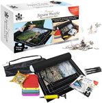 Puzzle Master Puzzle Accessories Kit - Non-Slip Felt Mat Puzzle Board with 5 Puzzle Sorting Trays - Puzzle Mat Rollup with Inflatable Tube. Velcro Straps, Storage Bag - Puzzle Storage and Organiser