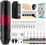 EFFEER Professional Tattoo Kit - 1600mAh Wireless Pen Machine, 10 Cartridge Needles & Transfer Paper - Complete Starter Set for Beginners - EF-TKP752B-2