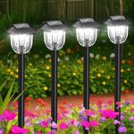 WIHTU 4 Pack Solar Pathway Lights Outdoor Waterproof Bright Landscape Lights for Outside Ground LED Solar Powered Yard Lights Solar Garden Lighting Decor for Walkways Driveway Sidewalk Patio Lawn