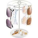 ProCase Sunglasses Organizer Glasses Holder Eyeglasses Stand, Upgraded Large Capacity Sunglass Storage with Metal Frame and Base, 360 Rotating Eyewear Display Rack for Tabletop, Up to 20 Pairs -White