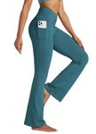 Willit Women's Flare Leggings Crossover Yoga Pants High Waist Bootcut Workout Leggings with Pockets 29" Teal M