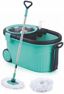 Homeor Stainless Steel Comfort Spin Mop with Big Wheel, Auto-fold Handle, Bucket Floor Cleaning and Mopping System 360° Flexible with 1 Refils, Blue