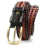 Closlaza Belts for Men, Full Grain Leather Mens Belt, Adjustable Woven Men's Belts, Buckle Belts for Casual Jeans Golf Pants