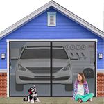 LZHBD Magnetic Garage Screen Door, 160x255 cm, Double Hands Free Mesh Screen Door, DIY Retractable Garage Door Screen, Easy to Install, Black [New Version]