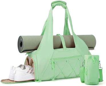 FULONEEI Gym Bag for Women, Yoga Mat Bag with Shoe Compartment and Wet Pocket, Sport Yoga Gym Bag with Yoga Strap, Carryall Yoga Tote Bag, Green