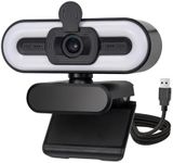 Full HD 1080P Webcam Stream Webcam with Light, Noise-reducing Microphone, Privacy Cover, USB Web Camera for Video Calls, Conference, Stream Compatible with PC. Laptop, MacBook, Tablet