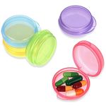 WLLHYF 5 Packs Mini Pill Case Small Pill Organizer Box Portable Vitamin Holder Travel Pill Container for Pocket Purse Pills Storage Box to Hold Medicine Cod Liver Oil (Yellow+Green+Blue+Purple+Pink)