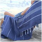 Aysesa-Sandproof Turkish Cotton Beach Towel Oversized w/Hidden-Pocket 75" Sand Free Blanket Extra Large Packable Travel Bath Towel Gift Men Women Made-in-Turkey