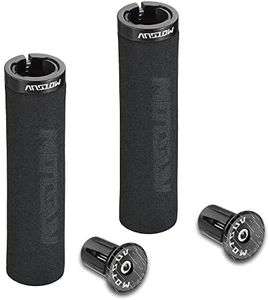Bike Grips Single Aluminum Alloy Lock on + Aluminum Bar End Plugs,Bicycle Handle Bar Foam Soft Comfortable Non-Slip Bike Handle Grips,Handlebar Caps for BMX Mountain MTB Cruiser Scooter (Black)