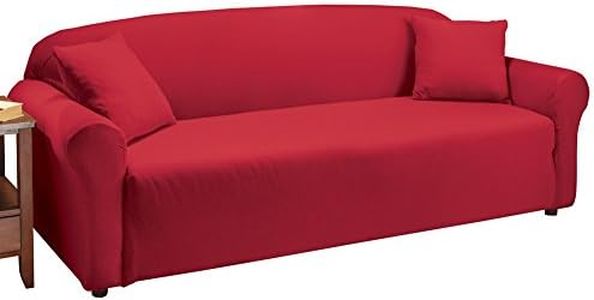 Collections Etc Jersey Stretch Slipcover Furniture Protector, Red, Sofa