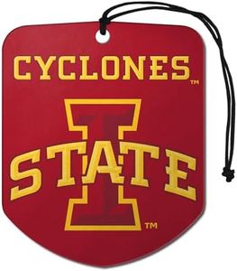 FANMATS 61614 NCAA Iowa State Cyclones Hanging Car Air Freshener, 2 Pack, Black Ice Scent, Odor Eliminator, Shield Design with Team Logo