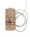 TOWNBUS - 50 Meters of 3 ply Raw Natural Jute Cord | Twine for Arts and Crafts, Packaging Rope, String for Gifts, DIY Crafts, Decoration, Bundling, Gardening.