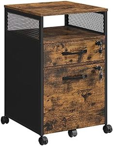 VASAGLE Office File Cabinet with 2 Lockable Drawers Steel Frame Industrial Rustic Brown and Black