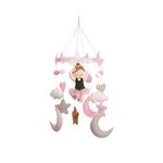 Li'll Pumpkins™ Ballerina Felt Baby Mobile, Moon Starry Sky Crib Mobile Nursery, Night Baby Mobile, Kids Mobile, Minimalist Mobile-Pink