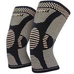 2 Pack Copper Knee Brace for Women Men, Compression Knee Sleeve Support for Arthritis Knee Pain, ACL, Meniscus Tear, Running, Workout, Fitness, Weightlifting