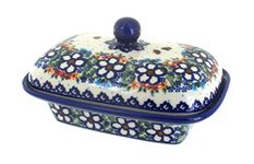 Blue Rose Polish Pottery Scarlett Butter Tub