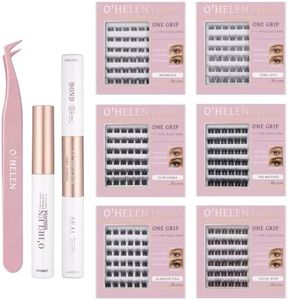 O'HELEN 6 Pack Self Adhesive Eyelashes 216Pcs Self Adhesive Eyelash Clusters, No Glue Needed, Invisible 2-Strip Tape - Longer Lasting, No Sticky Residue Pre Glued Eyelashes (Mix 6 Styles)