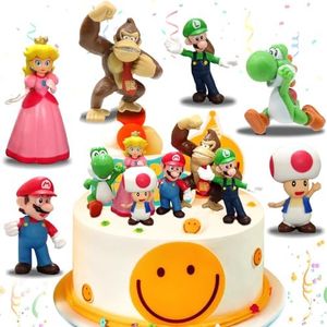 Lot de 6 décorations de gâteau d'anniversaire - Super décoration de gâteau - Figurines de dessin animé - Décoration de gâteau pour anniversaire d'enfant - Fournitures de fête d'anniversaire