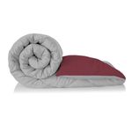 bien LIVING Plush Reversible Microfiber Comforter Double Bed | 220 GSM | Blanket, Quilt, Duvet, 110 GSM Peached Extra Soft Microfiber Fabric, Double Bed Size (90 X 100 Inches), (Ash Grey + Rumba Red).