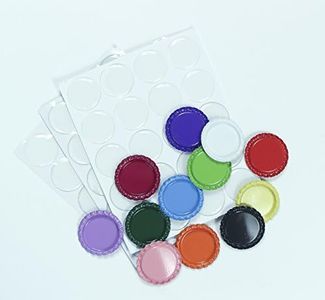 ALL in ONE Flattened Bottle Caps with Clear Epoxy Dot Stickers for Crafting Bows Magnets Pendant and Medals(100pcs Caps+ 100pcs Sticker)