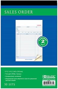 BAZIC Products Sales Order Book, 50 Sets 5 9/16" x 8 7/16" 2-Part Carbonless, White & Bound Wraparound Cover (50 Sets/Pack), 72-Packs
