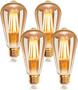 EXTRASTAR Bombilla LED Esférica E27 Vintage Edison, ST64, 8W, Luz Cálida 2200K, 720Lm, Bombilla Retro Vintage, No Regulable - Pack de 4